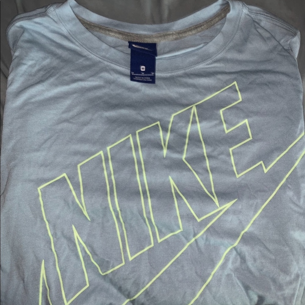 Nike Long Sleeve / Light Blue w/ Green Lettering